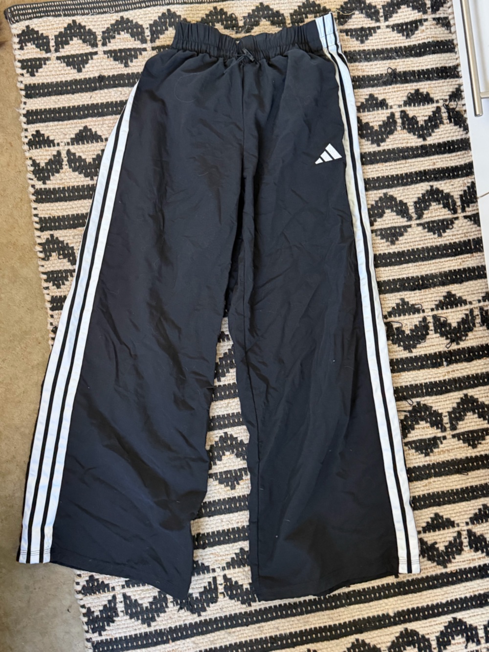 adidas Black Track Pants with White Side Stripes and Logo